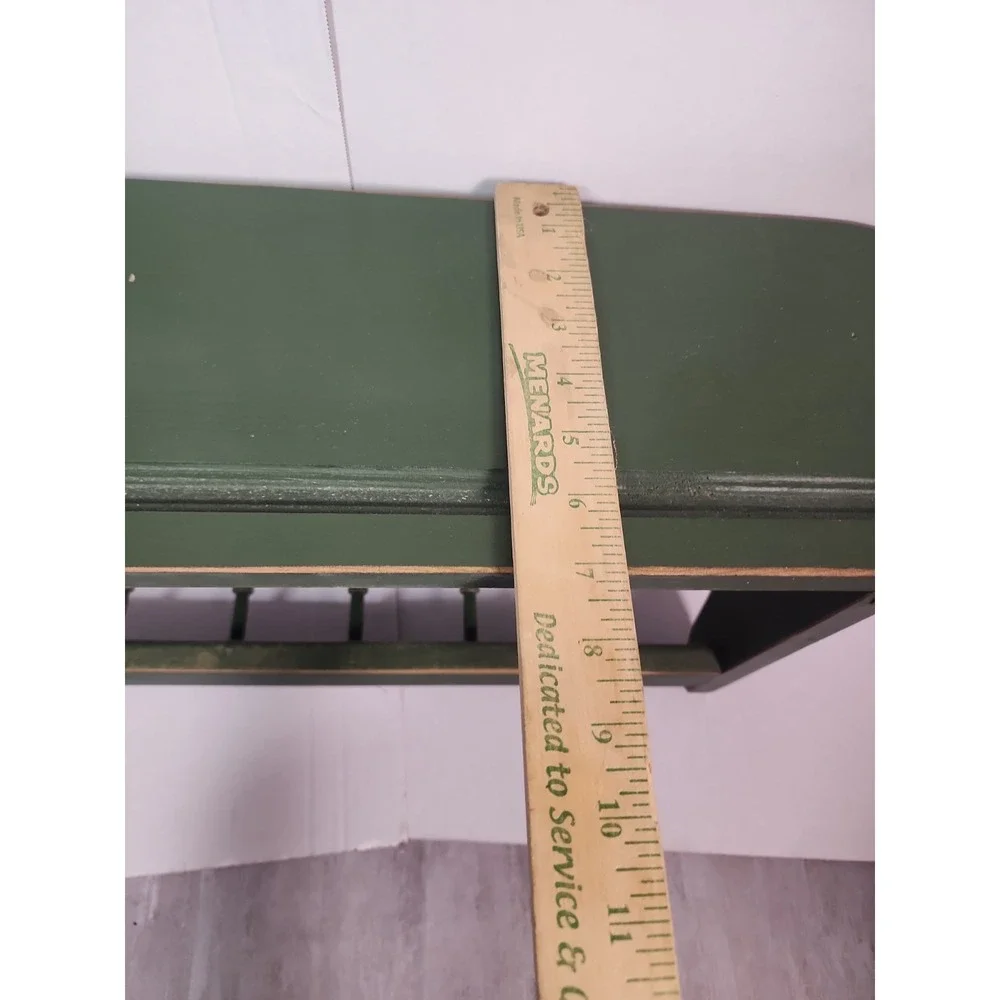 Vintage Green Wood Heart Shelf Five Hooks Cottage Country Distressed 23